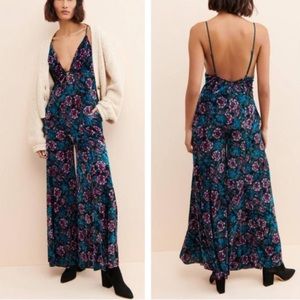 NWT Free People Volcano Wide Leg Velvet Jumpsuit